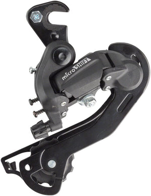 microSHIFT Rear Derailleurs microSHIFT M21 Rear Derailleur - 67 Speed Long Cage Dropout Claw Hanger BLK