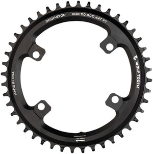 Wolf Tooth Chainrings Wolf Tooth Shimano 110 Asymmetric BCD Chainring - 46t 110 Asymmetric BCD 4-Bolt Drop-Stop B For Shimano GRX Cranks BLK